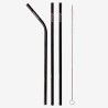 Black reusable stainless steel straws  3 pcs