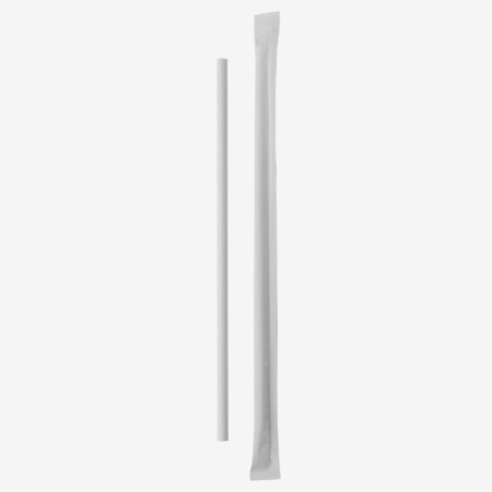 Paper straw individualy wraped white 6mm